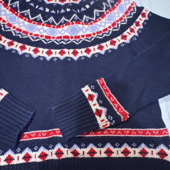 Share J Crew Faire Isle Navy Wool Alpaca Sleeve balloon  rollneck Sweater Sz S - Picture 8 of 9